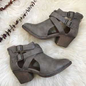 Taupe cut-out booties